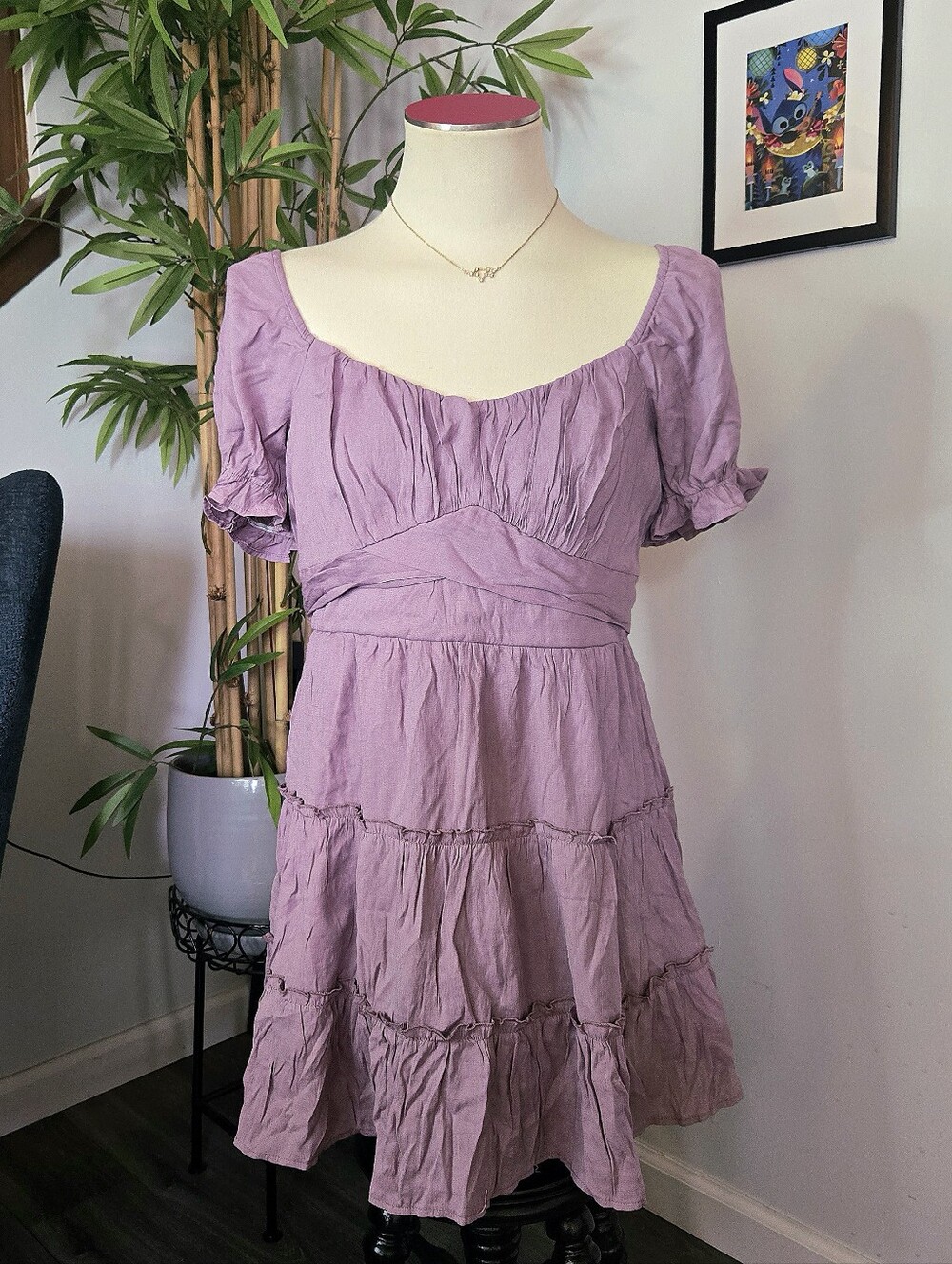 Trixxi Lavender tiered mini dress XL NWOT